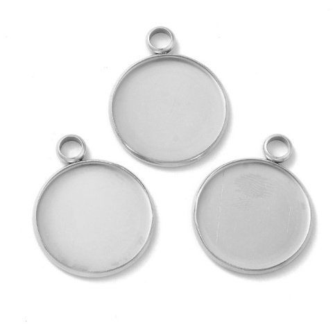Cabochon setting dia 16 mm, stainless steel pendant, 1 pc Cabochon setting dia 16 mm, stainless steel pendant, 1 pc