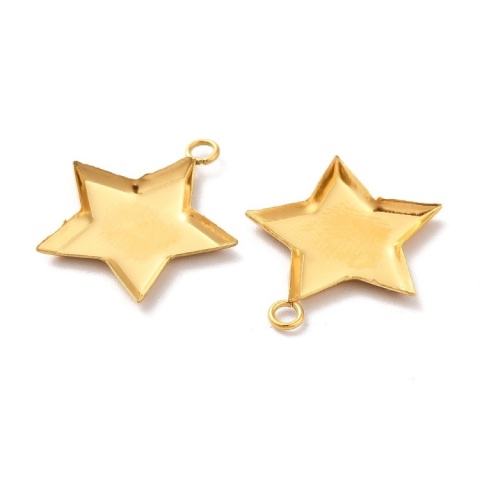 Setting pendant star stainless steel 13x12 mm 1 pc gold color IP coating Setting pendant star stainless steel 13x12 mm 1 pc gold color IP coating