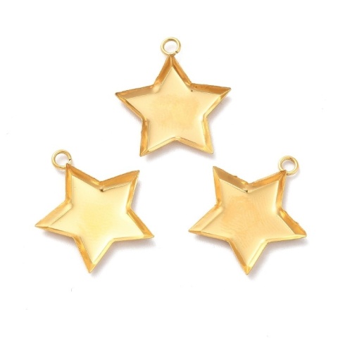 Setting pendant star stainless steel 13x12 mm 1 pc gold color IP coating Setting pendant star stainless steel 13x12 mm 1 pc gold color IP coating