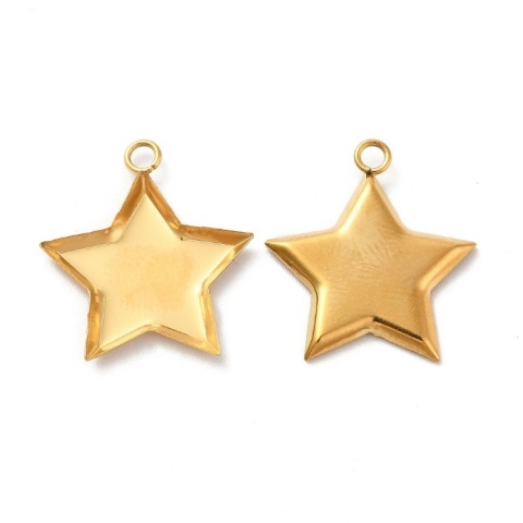 Setting pendant star stainless steel 13x12 mm 1 pc gold color IP coating Setting pendant star stainless steel 13x12 mm 1 pc gold color IP coating