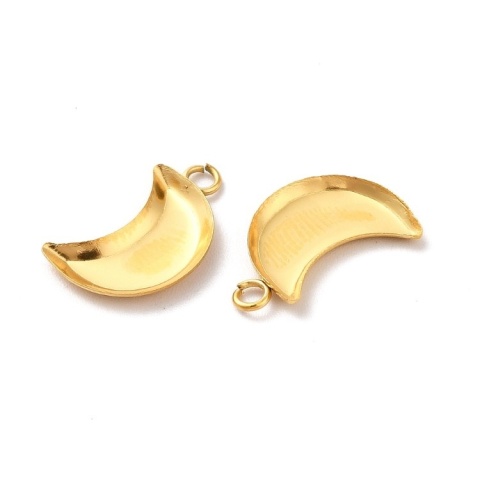 Moon pendant setting stainless steel 11x5 mm 1 pc gold color IP coating Moon pendant setting stainless steel 11x5 mm 1 pc gold color IP coating