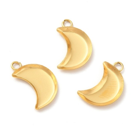 Moon pendant setting stainless steel 11x5 mm 1 pc gold color IP coating Moon pendant setting stainless steel 11x5 mm 1 pc gold color IP coating