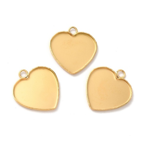 Heart pendant setting stainless steel 19x16.5 mm 1 pc gold color IP coating Heart pendant setting stainless steel 19x16.5 mm 1 pc gold color IP coating