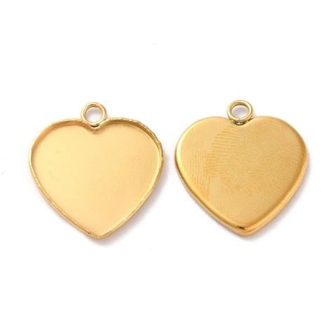 Heart pendant setting stainless steel 12x11 mm 1 pc gold color IP coating Heart pendant setting stainless steel 12x11 mm 1 pc gold color IP coating