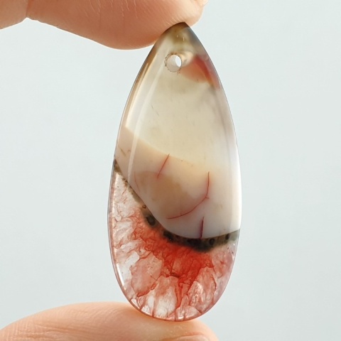 Agate cabochon with mounting hole 41x18 mm no 154 Agate cabochon with mounting hole 41x18 mm no 154