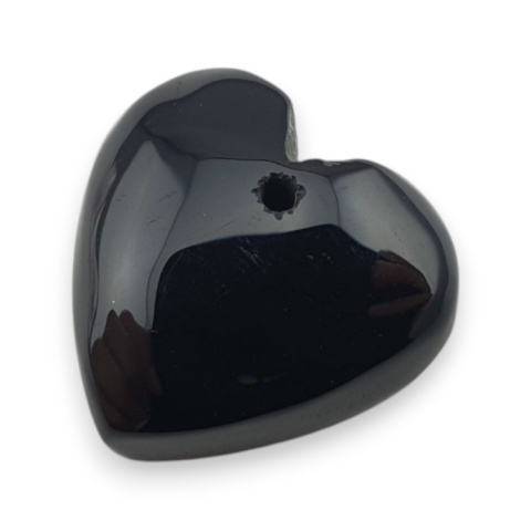 Black agate heart with mounting hole 16x15 mm no 68