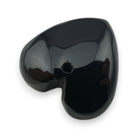 Black agate heart with mounting hole 16x15 mm no 68