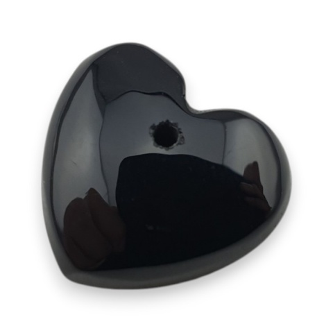 Black agate heart with mounting hole 16x15 mm no 69 Black agate heart with mounting hole 16x15 mm no 69