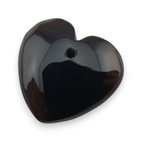 Black agate heart with mounting hole 16x16 mm no 62
