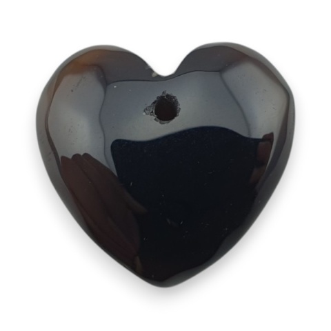 Black agate heart with mounting hole 16x16 mm no 62