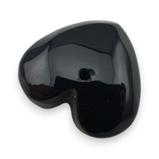 Czarny agat serce z dziurką 17x15 mm nr 46