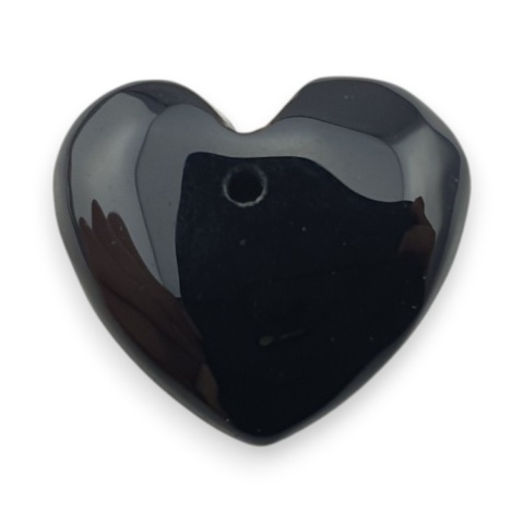 Black agate heart with mounting hole 17x15 mm no 56 Black agate heart with mounting hole 17x15 mm no 56