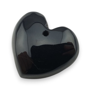 Czarny agat serce z dziurką 17x16 mm nr 11