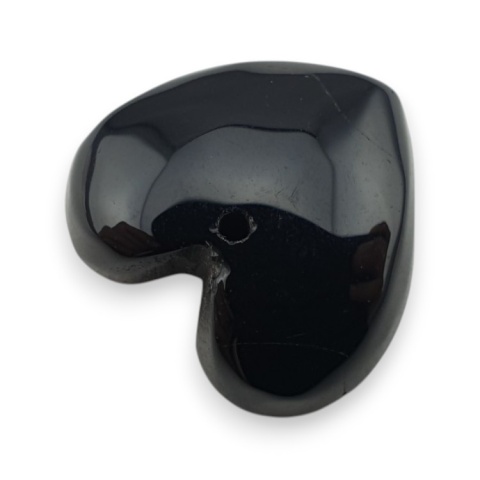 Czarny agat serce z dziurką 17x16 mm nr 11