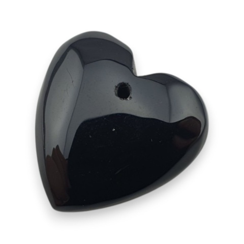 Black agate heart with mounting hole 17x16 mm no 26 Black agate heart with mounting hole 17x16 mm no 26