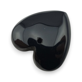 Czarny agat serce z dziurką 17x16 mm nr 26