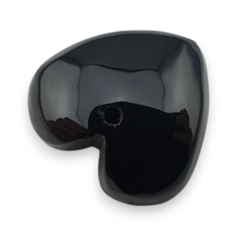 Czarny agat serce z dziurką 17x16 mm nr 27
