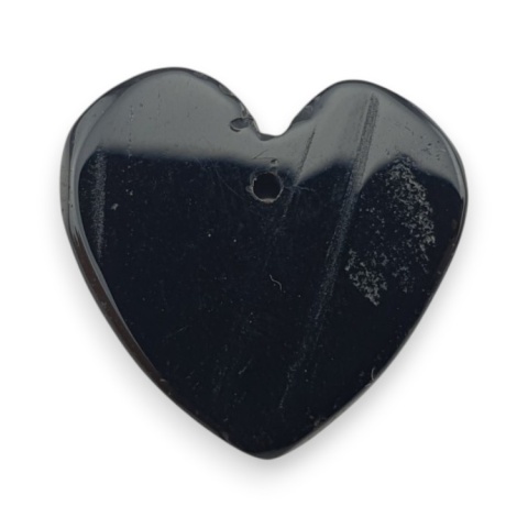 Czarny agat serce z dziurką 17x16 mm nr 27