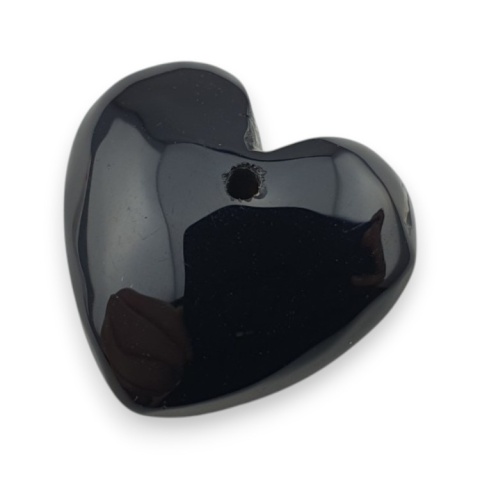 Black agate heart with mounting hole 17x16 mm no 33 Black agate heart with mounting hole 17x16 mm no 33