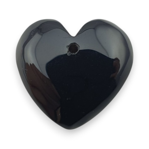 Black agate heart with mounting hole 17x16 mm no 33 Black agate heart with mounting hole 17x16 mm no 33
