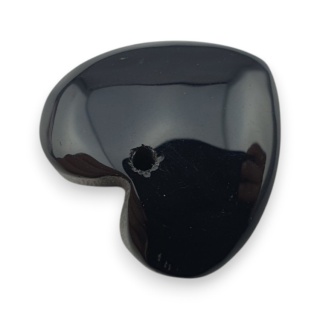Czarny agat serce z dziurką 17x16 mm nr 34