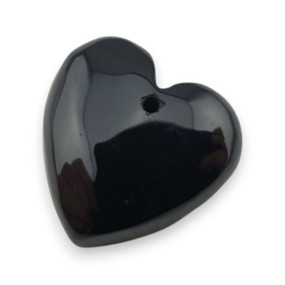 Black agate heart with mounting hole 17x16 mm no 47