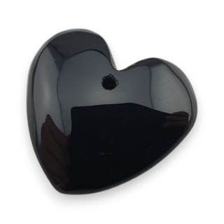 Black agate heart with mounting hole 17x16 mm no 48