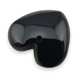 Black agate heart with mounting hole 17x16 mm no 48