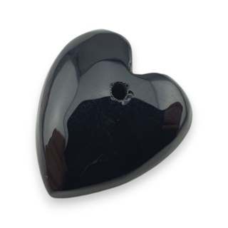 Black agate heart with mounting hole 17x16 mm no 60