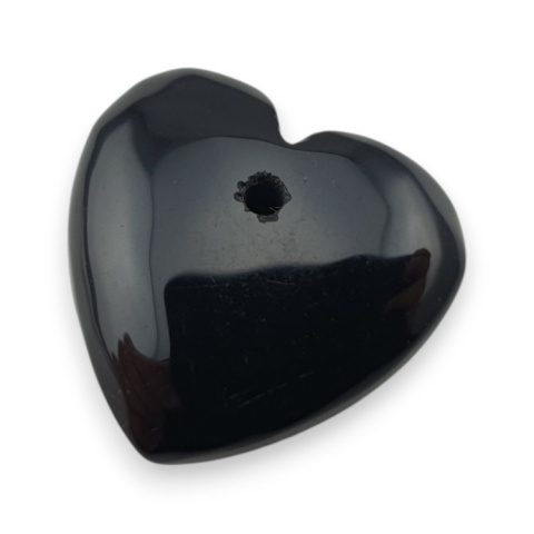 Black agate heart with mounting hole 17x16 mm no 61