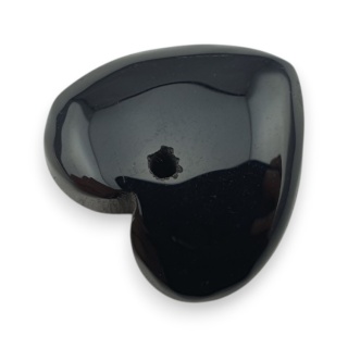 Black agate heart with mounting hole 17x16 mm no 61