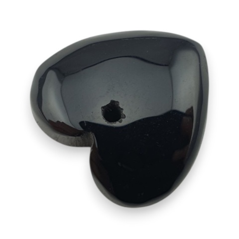 Black agate heart with mounting hole 17x16 mm no 61