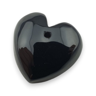 Black agate heart with mounting hole 17x16 mm no 65