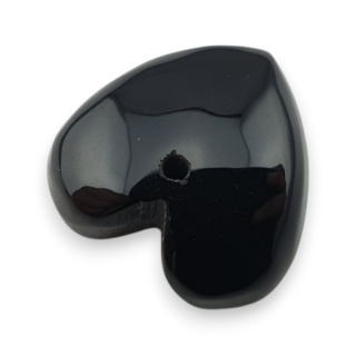 Black agate heart with mounting hole 17x16 mm no 65