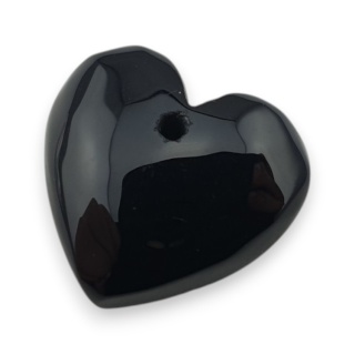 Black agate heart with mounting hole 17x16 mm no 66