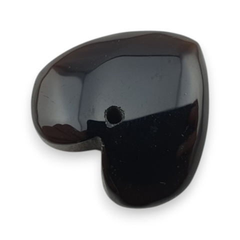 Czarny agat serce z dziurką 17x16 mm nr 67