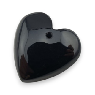 Black agate heart with mounting hole 17x17 mm no 25