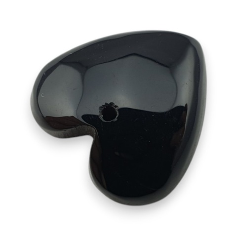 Czarny agat serce z dziurką 17x17 mm nr 25