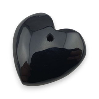 Black agate heart with mounting hole 17x17 mm no 35