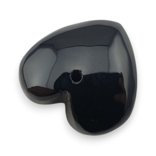 Black agate heart with mounting hole 17x17 mm no 35