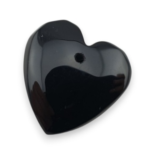 Black agate heart with mounting hole 17x17 mm no 37