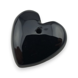 Black agate heart with mounting hole 17x17 mm no 45