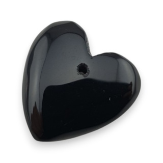 Black agate heart with mounting hole 17x17 mm no 49
