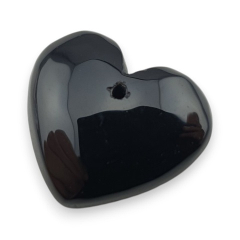 Black agate heart with mounting hole 17x19 mm no 53