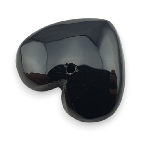Black agate heart with mounting hole 17x19 mm no 53