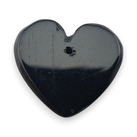 Black agate heart with mounting hole 17x19 mm no 53
