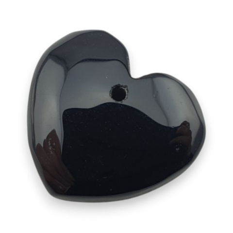 Black agate heart with mounting hole 18x16 mm no 59