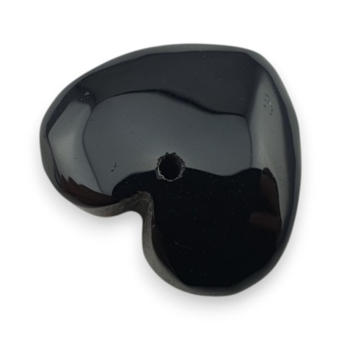 Black agate heart with mounting hole 18x16 mm no 59