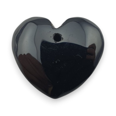 Black agate heart with mounting hole 18x16 mm no 59