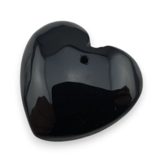 Black agate heart with mounting hole 18x17 mm no 12